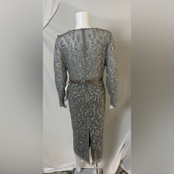 Mac Duggal 5521 Platinum Sequin Cocktail Dress – Size 14 (NWT) - Picture 8 of 13